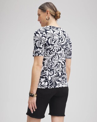 Scrolls Elbow Sleeve Cotton Tee