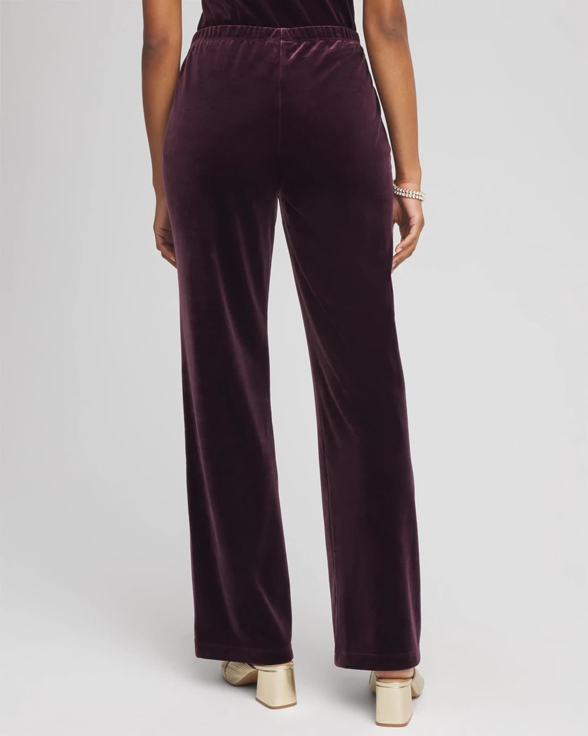 Chico's Petite Travelers Velvet Pants In Night Bloom In Purple