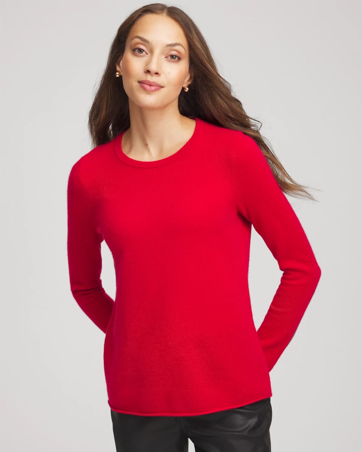 Chico's Crewneck Cashmere Pullover Sweater In In Red