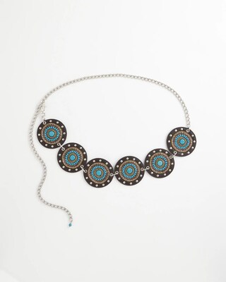 Antique Silver Motif Medallion Chain Belt click to view larger image.