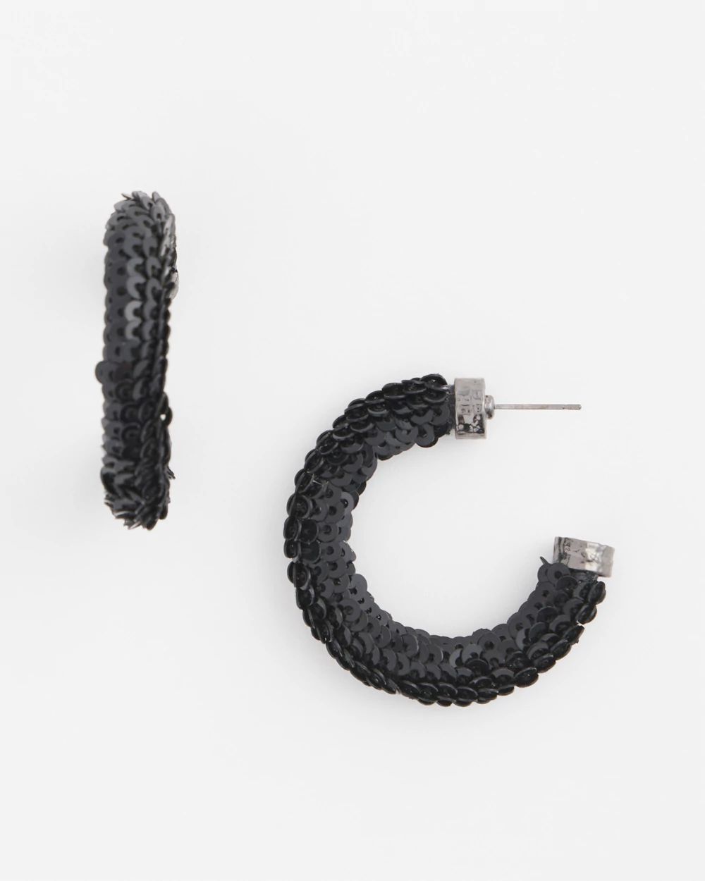 No Droop® Black Sequin Huggie Earrings