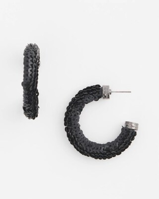 No Droop® Black Sequin Huggie Earrings