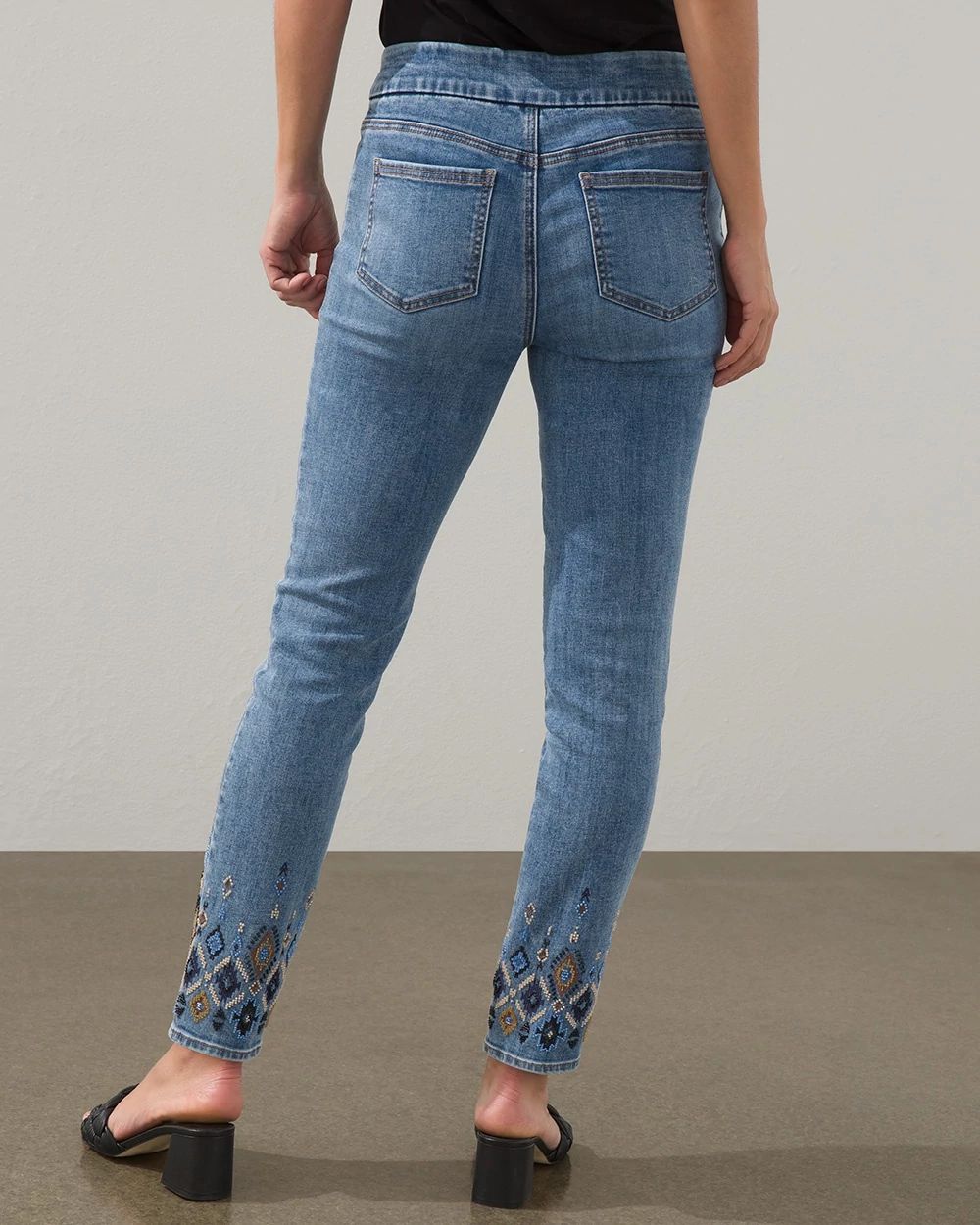 Beaded Hem Pull-On Ankle Jeggings