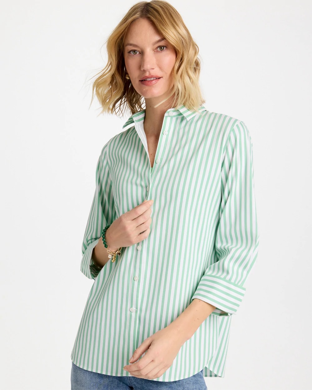No Iron™ Striped Stretch Shirt, photo 1 of 5