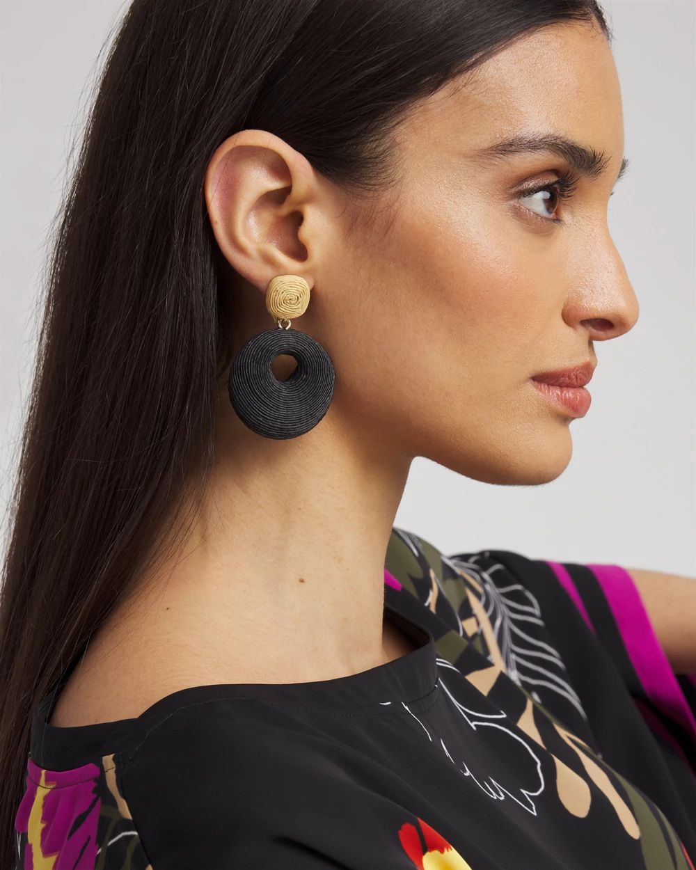 No Droop™ Black Raffia Drop Earrings