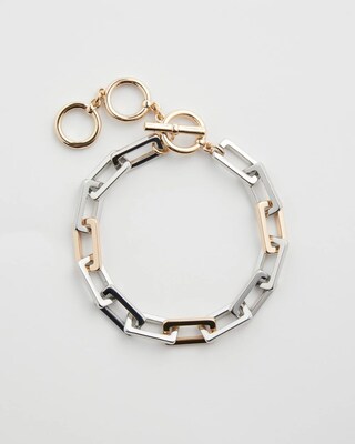 Mixed Metal Square Link Bracelet