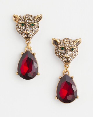 Jaguar Red Faceted Drop Earrings
