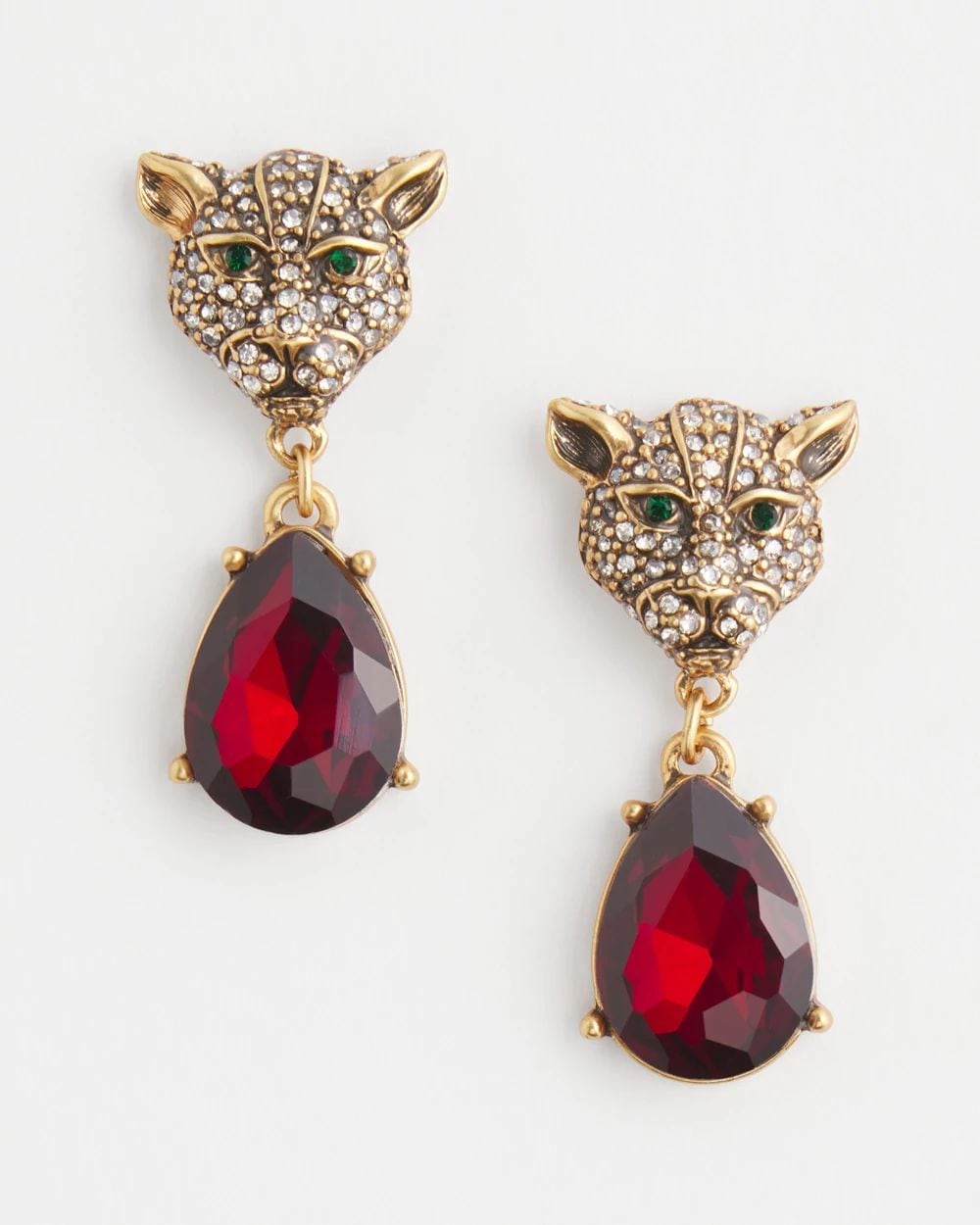 Jaguar Red Faceted Drop Earrings