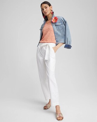 Poplin Pull-On Tapered-Leg Cropped Pants click to view larger image.