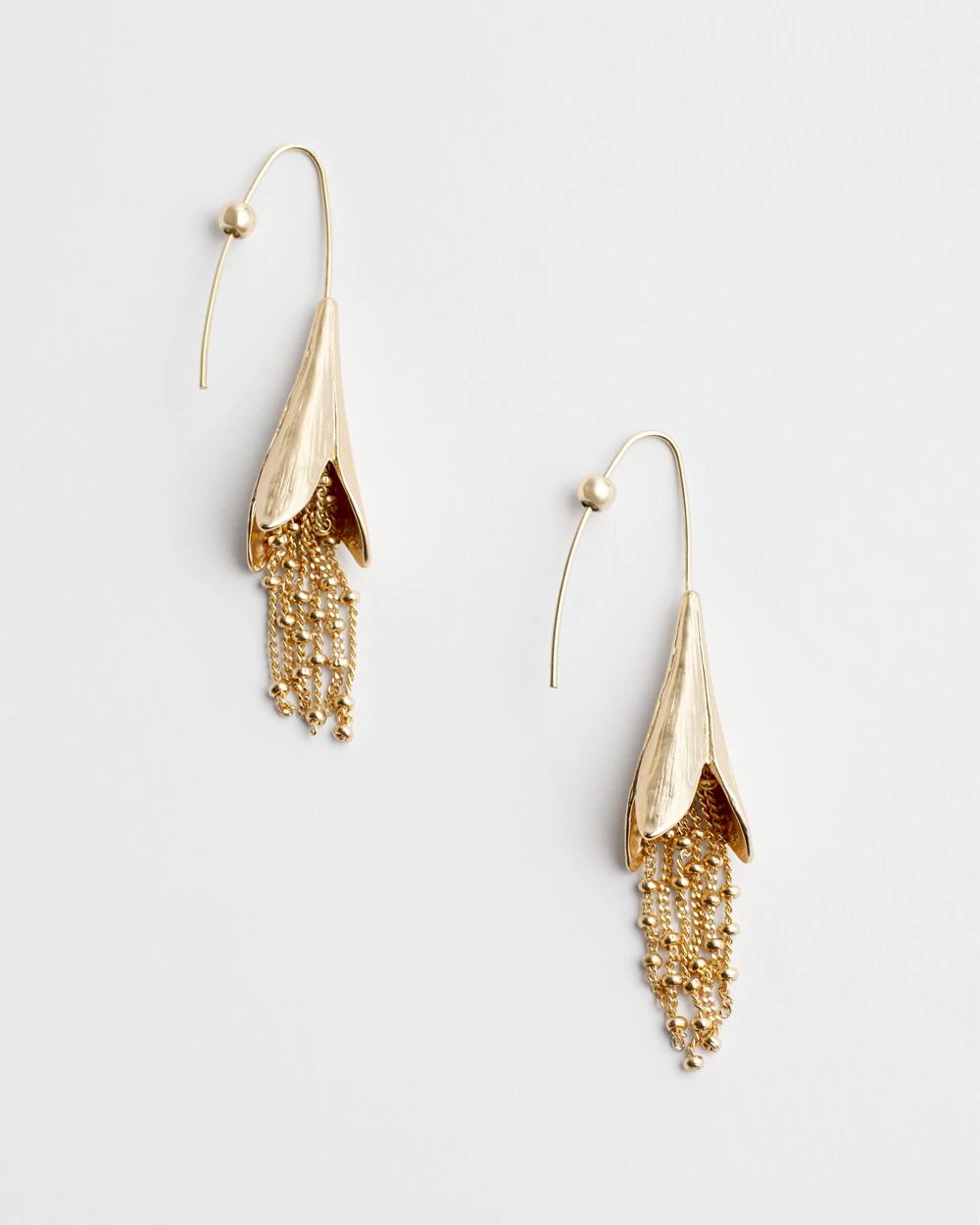 No Droop™ Gold Tone Floral Threader Earrings