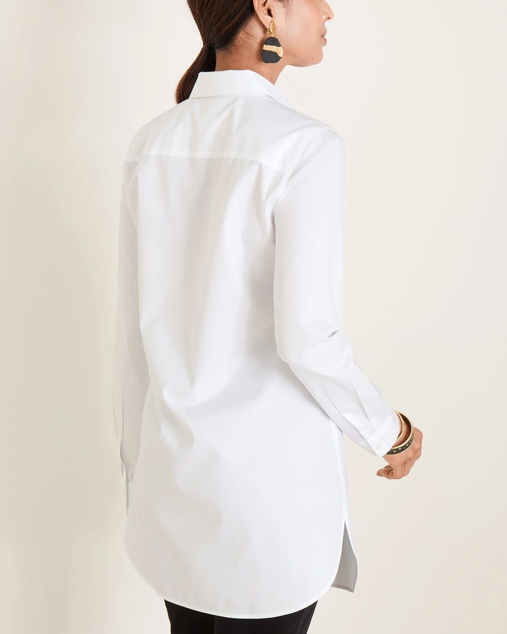 No-Iron Embroidered Cotton-Blend Tunic