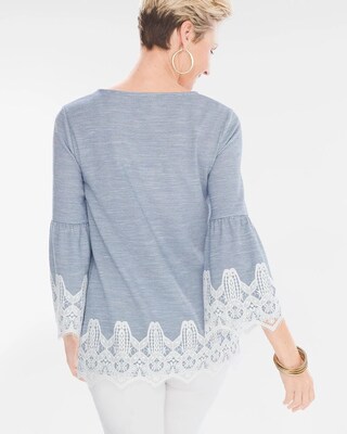 French Striped Lace-Detail Top