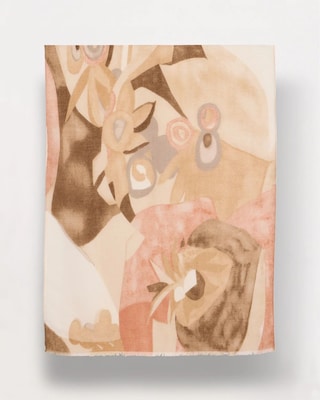 Neutral Floral Oblong Scarf click to view larger image.