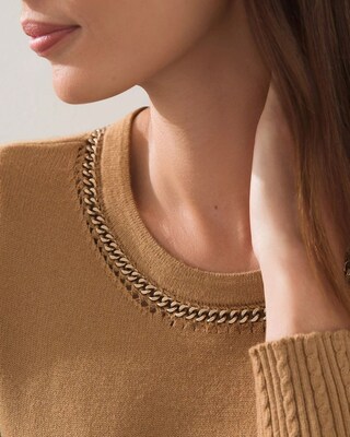 Chain Crew Neck Pullover Sweater