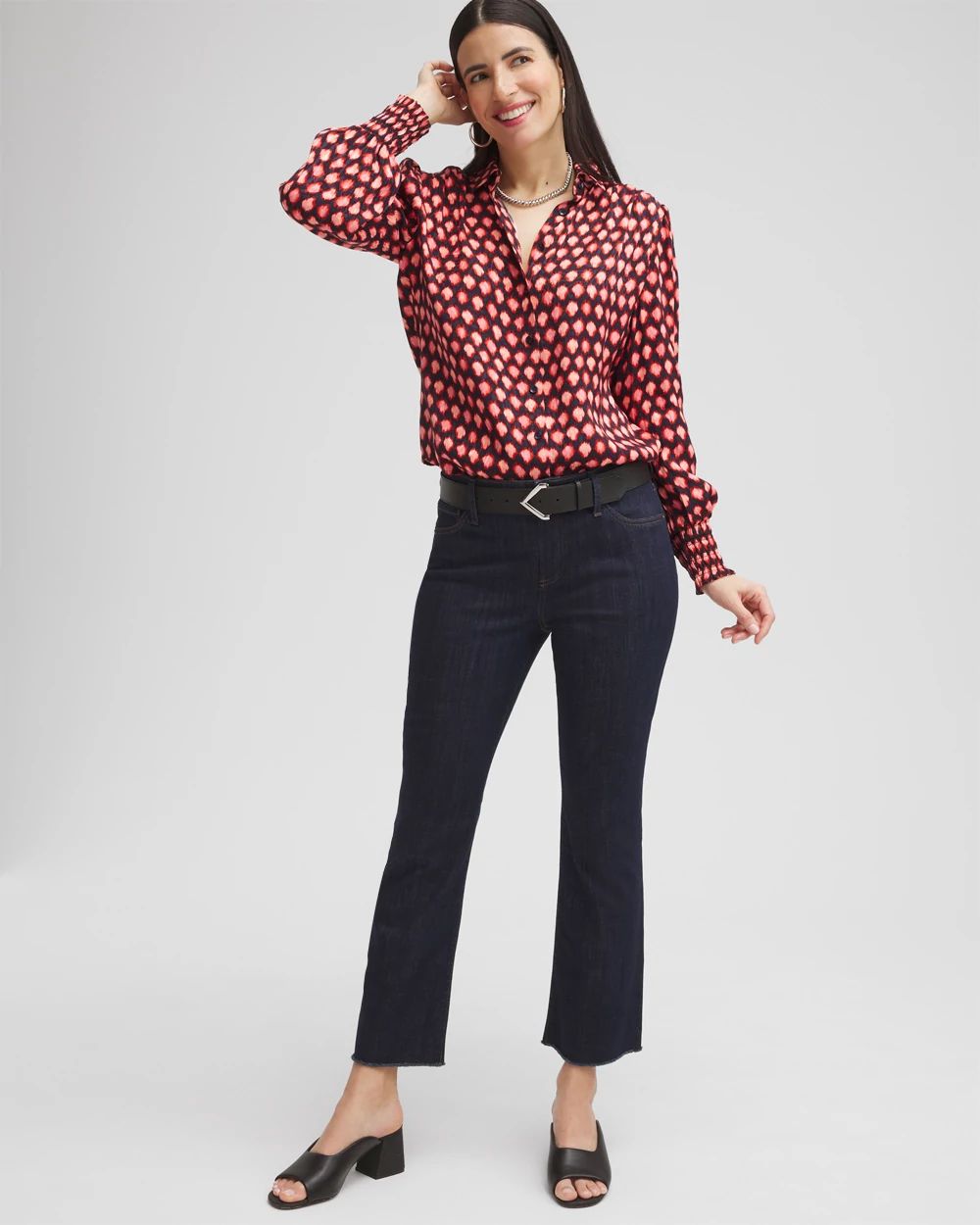 Petite Girlfriend Fray Hem Kick Flare Jeans