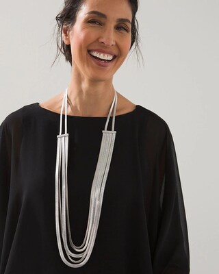 Silver Long Multi-Strand Necklace