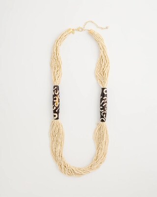 Neutral Beaded Animal Print Necklace