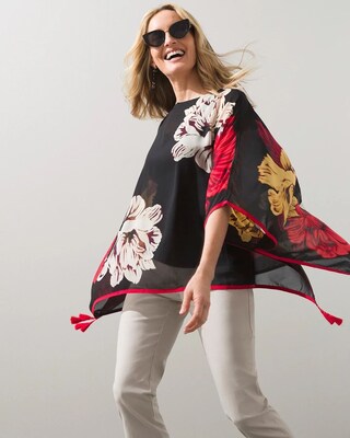 Floral East West Poncho
