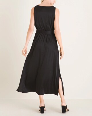 Satin Tie-Waist Maxi Dress