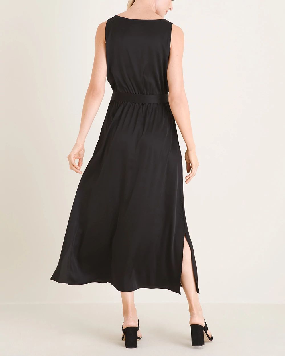 Satin Tie-Waist Maxi Dress