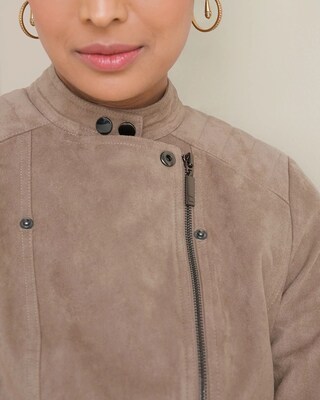 Quilted-Shoulder Moto Jacket