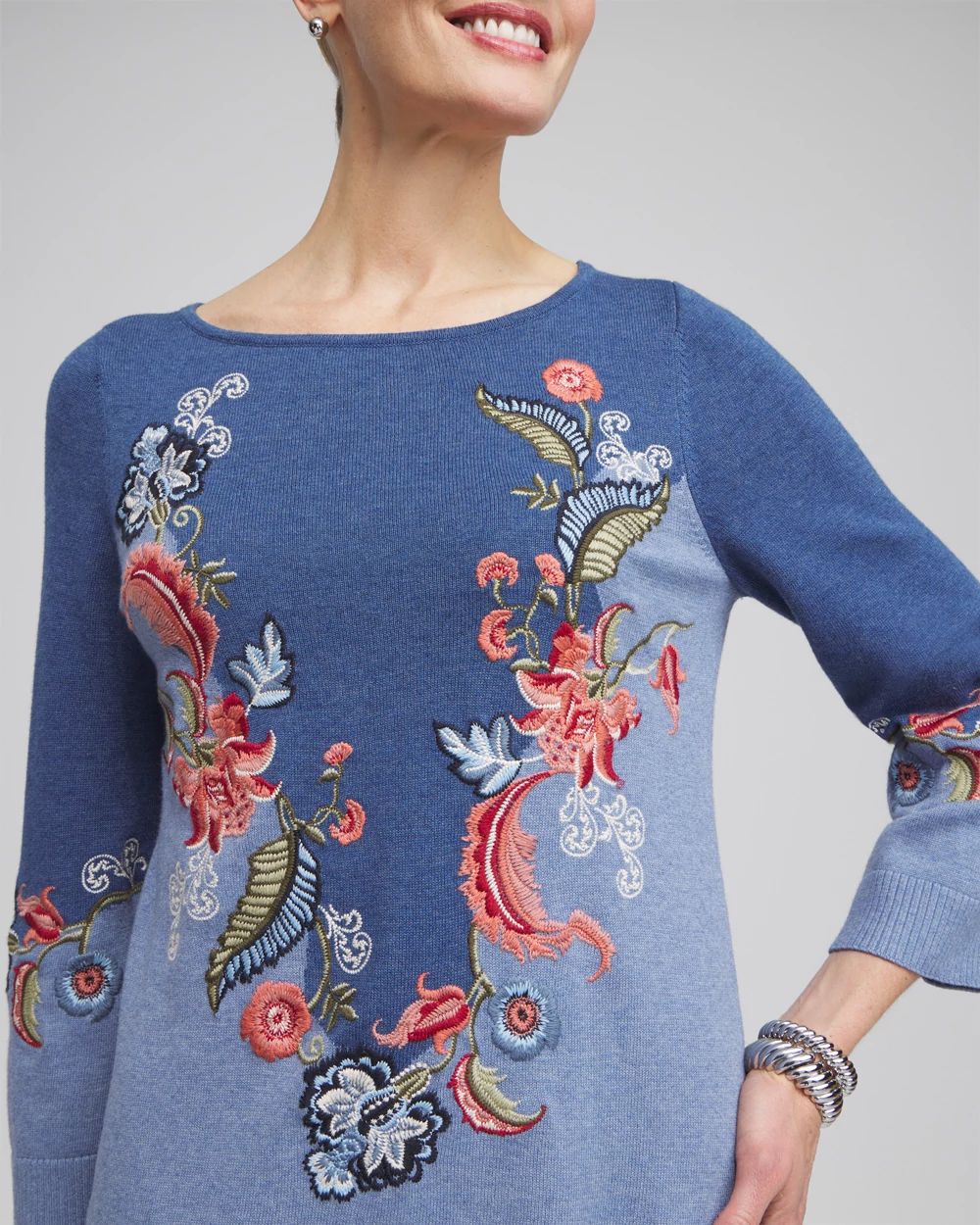 Floral Embroidered Kurta Sweater