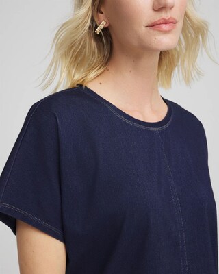 Denim Motif Tapered Dolman Top click to view larger image.