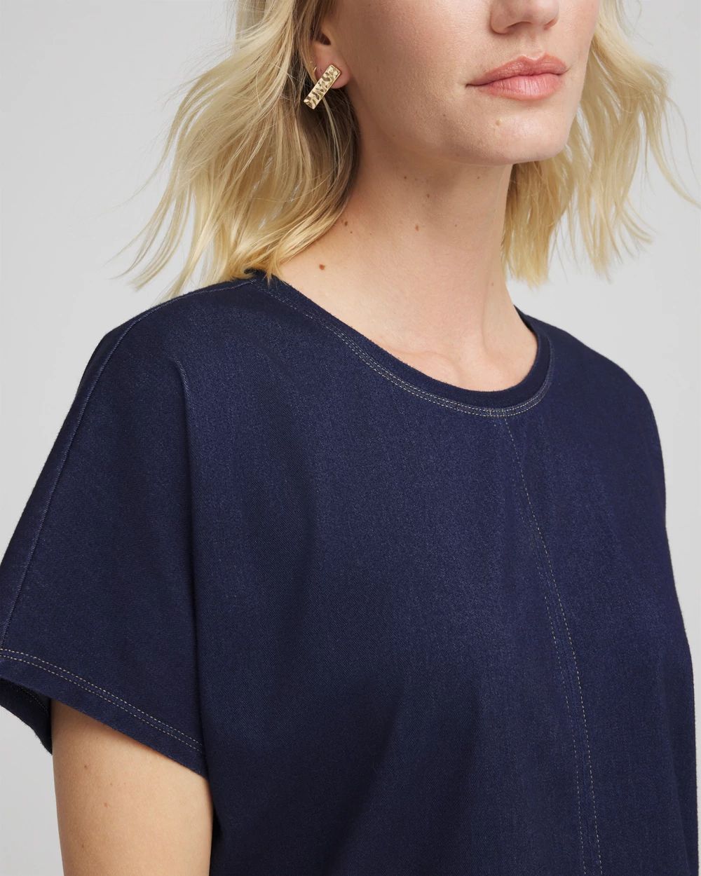 Denim Motif Tapered Dolman Top click to view larger image.