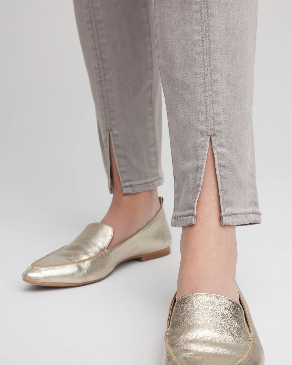 Silver Pull-On Slim Ankle Jeggings click to view larger image.
