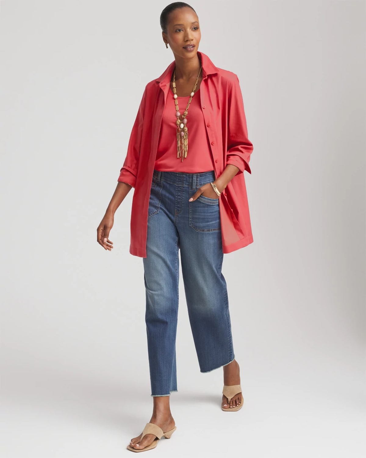 Chico's Microfiber Tank In Folkloric Red