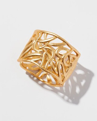 Textured Gold Tone Hinge Bracelet