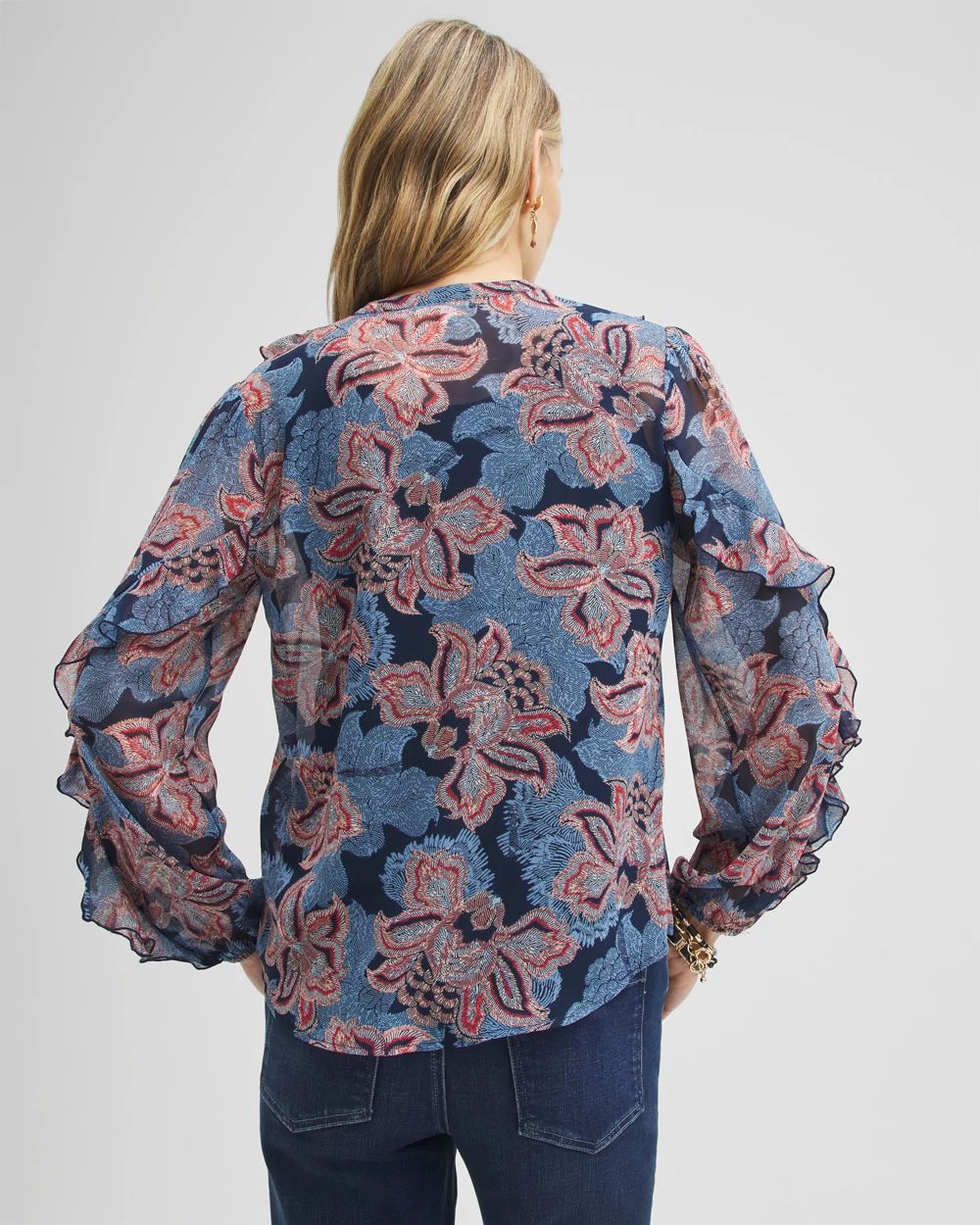 Ruffle Detail Floral Blouse