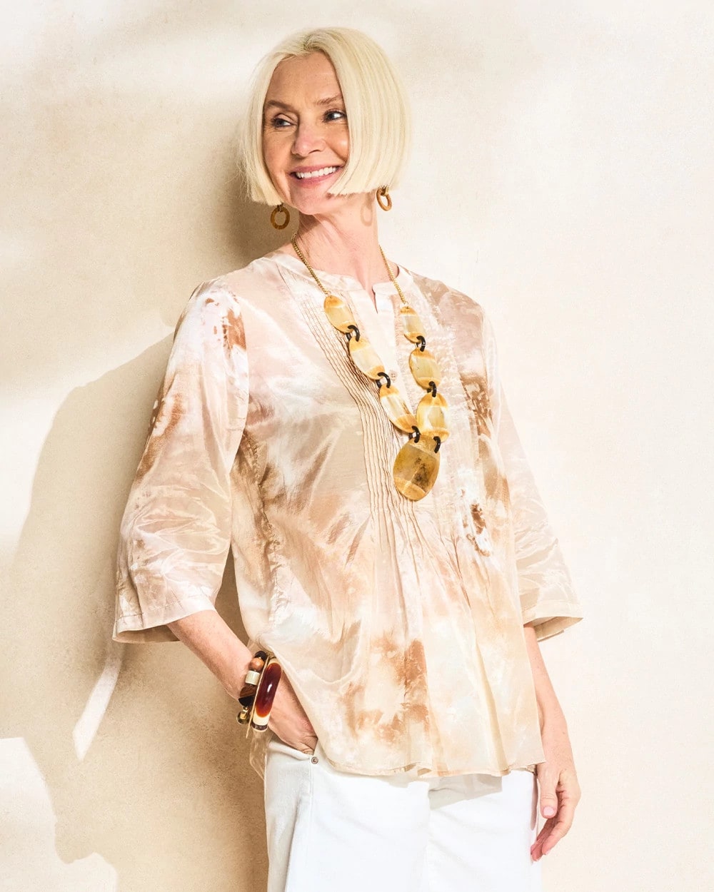 Cotton-Blend Pintuck Tunic