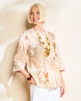 Cotton-Blend Pintuck Tunic
