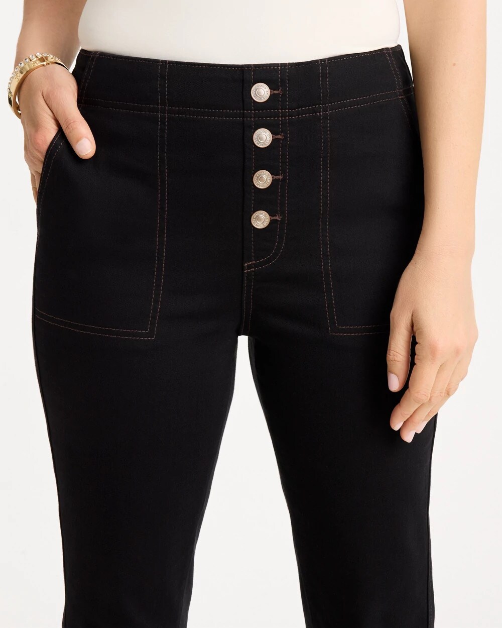 Chico's Pull-on Capri Jeans In Black In Black