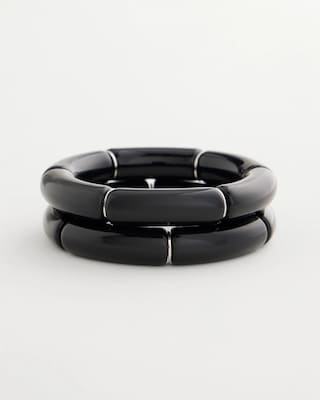 Black Stretch Bracelets Set of Two