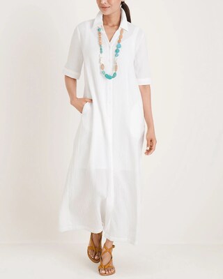 Gauze Maxi Shirt Dress