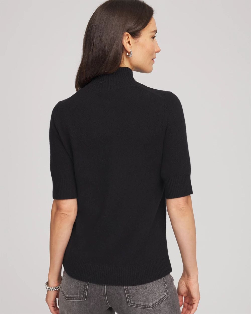 Cashmere Elbow-Sleeve Sweater click to view larger image.