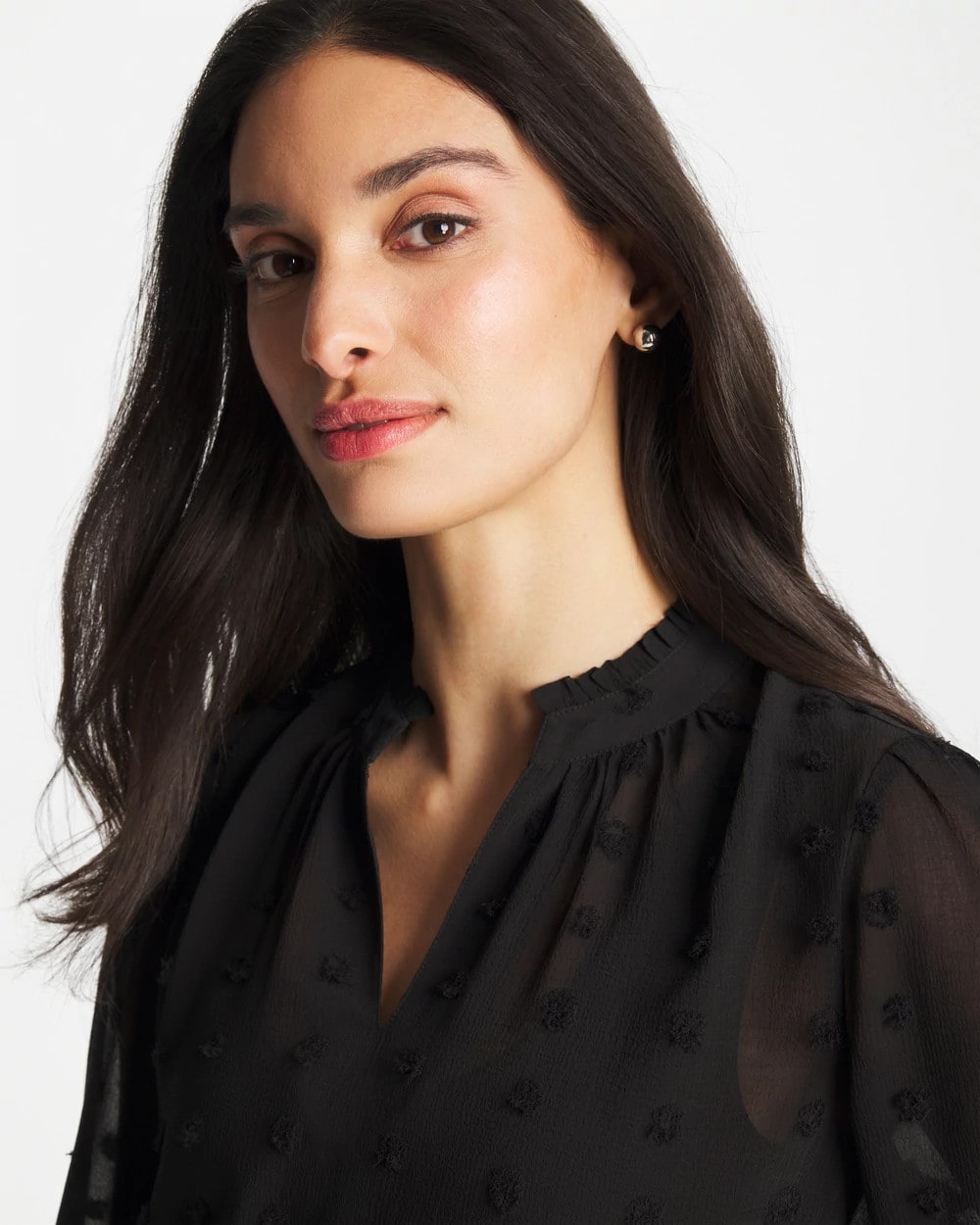 3D Dot Jacquard Chiffon Blouse