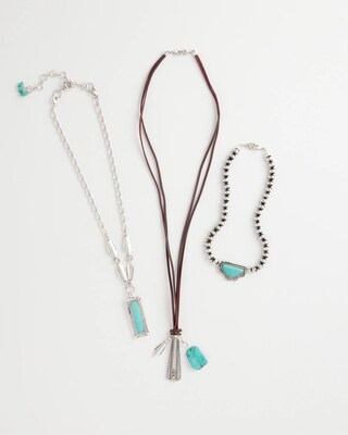 Convertible Turquoise & Charms Motif Necklace click to view larger image.