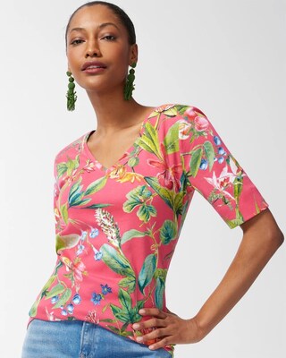 Pima Floral Everyday V-Neck Tee