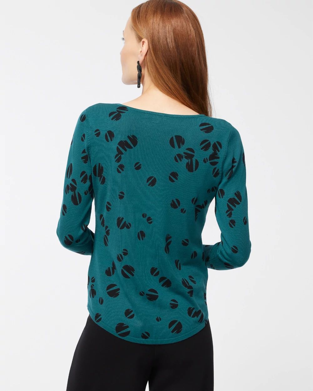 Spun Rayon Dots V-Neck Sweater