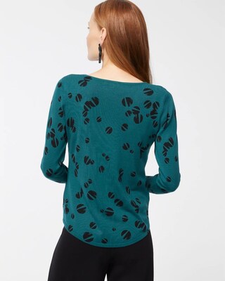 Spun Rayon Dots V-Neck Sweater