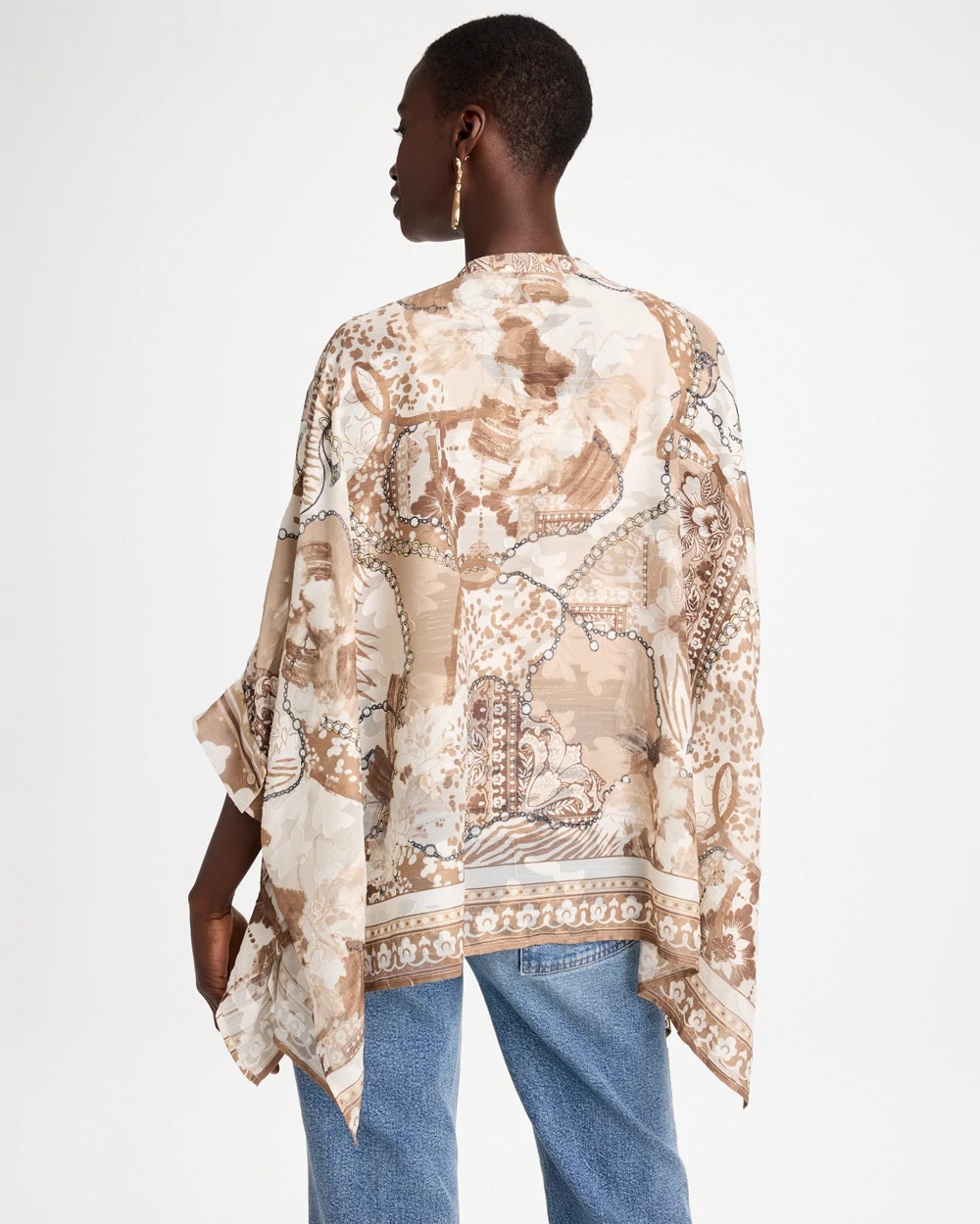 Printed Button-Down Poncho