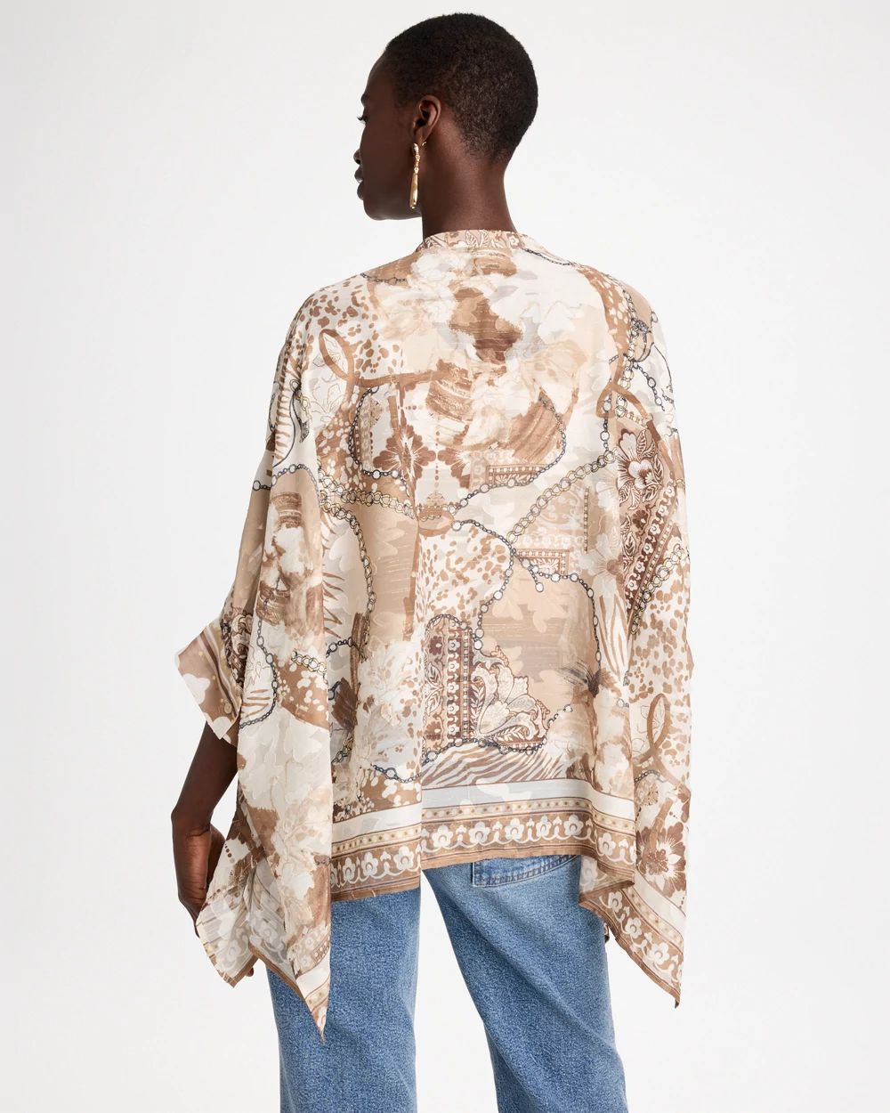 Printed Button-Down Poncho click to view larger image.