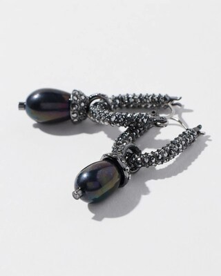 Faux Pearl Pavé Huggie Hoops