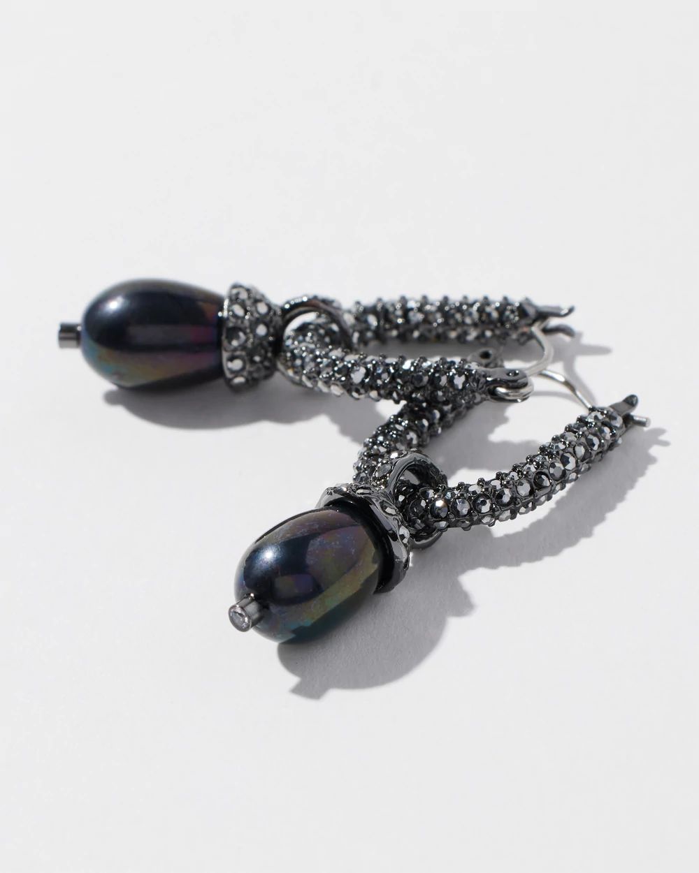 Faux Pearl Pavé Huggie Hoops