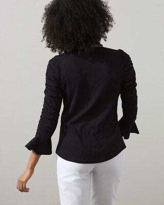 Ruched Sleeve Slub Tee