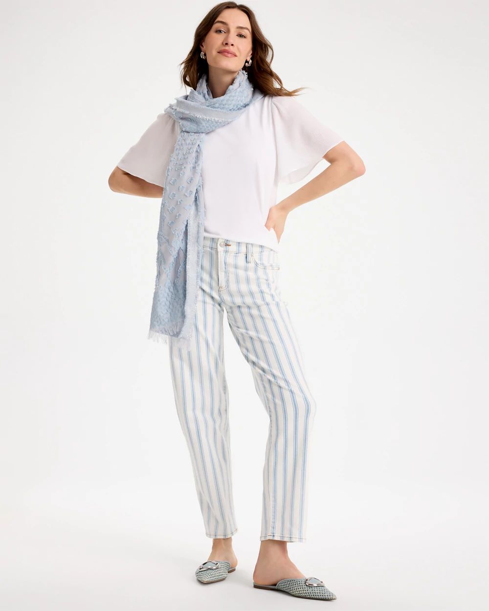 Striped Relaxed Boyfriend Jean click to view larger image.