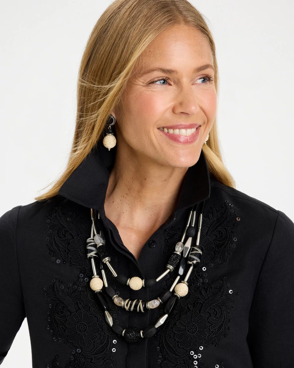 Neutral Triple-Strand Necklace click to view larger image.